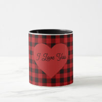 Country red and black plaid - heart detail