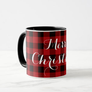 Country red and black plaid - Merry Christmas  Mug