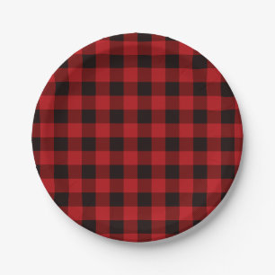 Country Red and Black plaid Paper Plate