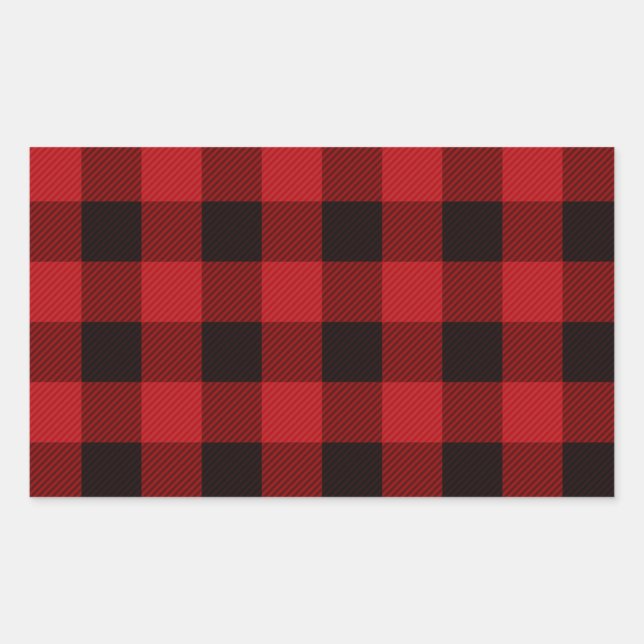 Country red and black plaid rectangular sticker (Front)