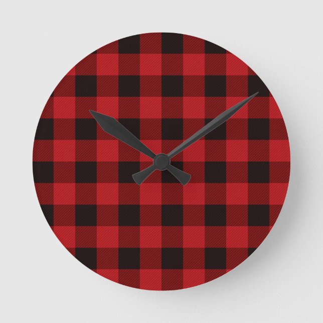 Country red and black plaid round clock (Front)