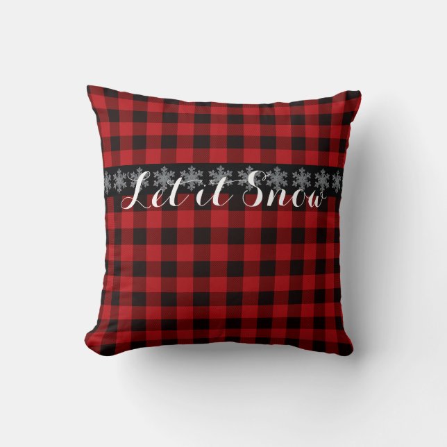 Country red and black plaid -snowflake cushion (Front)