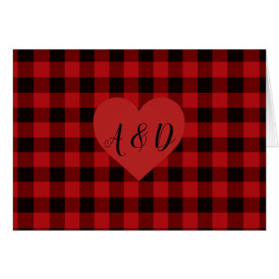 Country red and black plaid with heart detail