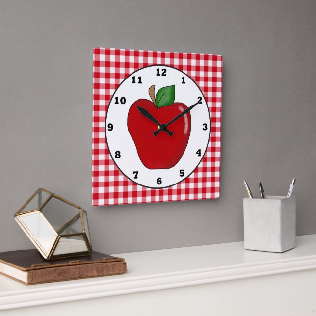 Country red apple fruit wall clock (Office)