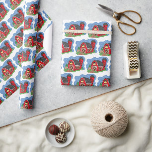 Country Red Barn Wrapping Paper