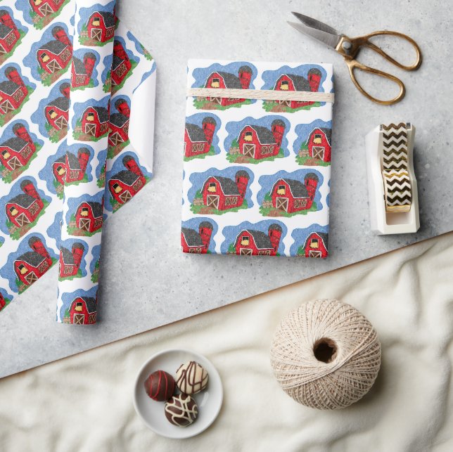Country Red Barn Wrapping Paper (Crafts)