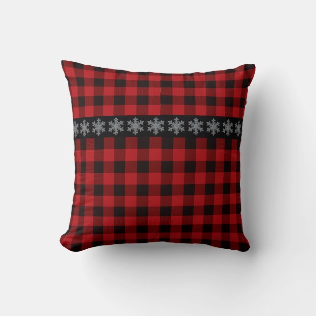 Country red, black buffalo plaid cushion (Front)