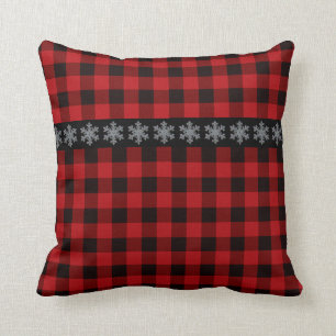Country red, black buffalo plaid cushion