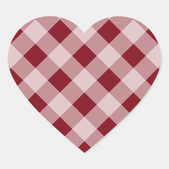 Country Red Gingham Heart Stickers (Front)