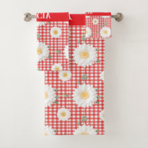 Country Red Gingham with White Daisies