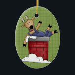 Country Reindeer Ceramic Christmas Ornament<br><div class="desc">Text can be added to this ornament to make a personalised holiday gift. If you need help, just click on the contact link above to send the designer a personal detailed message.</div>