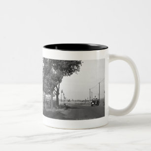 Country road and traditional windmill Two-Tone coffee mug