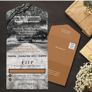 Country Road Autumn Wedding  All In One Invitation