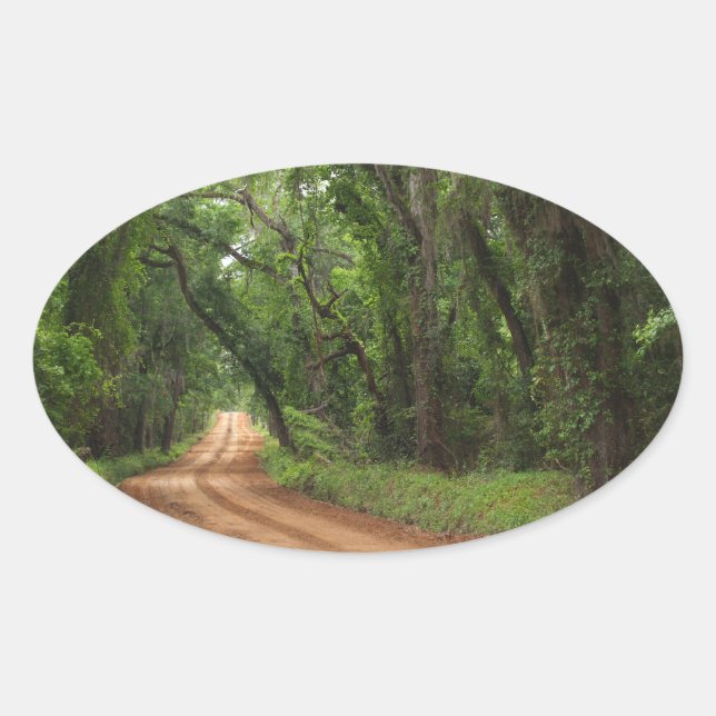 Country Road Background Oval Sticker (Front)