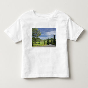 Country road curving between cypress trees in toddler T-Shirt