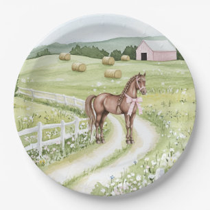 Country Road Horse Birthday Paper Plate