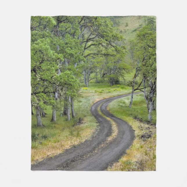 Country road through trees, Oregon Fleece Blanket (Front)