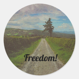 Country road to roam classic round sticker