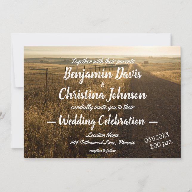 Country Road Wedding Invitation (Front)