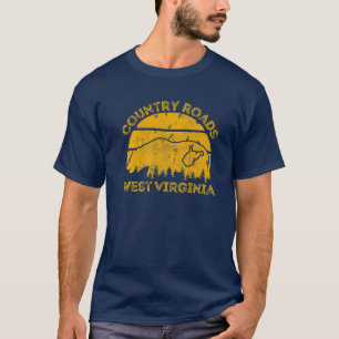 Country Roads Bear West Virginia Map Nature Outdoo T-Shirt