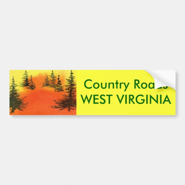 Country Roads Bumper Sticker (Front)