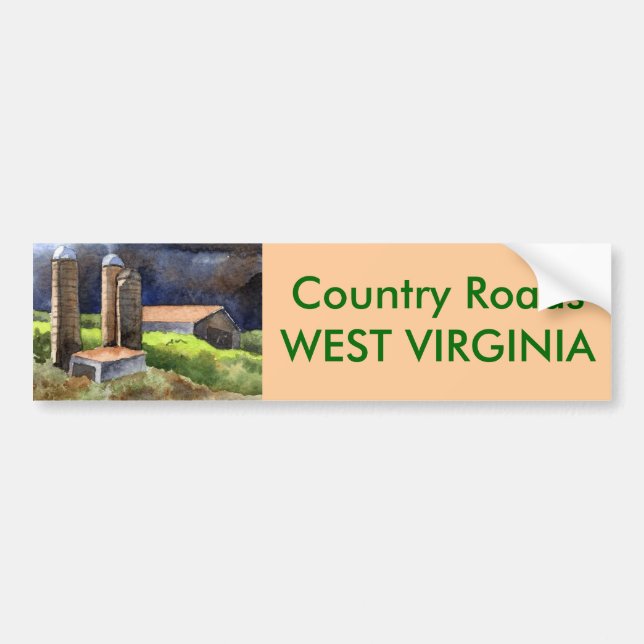 Country Roads Bumper Sticker (Front)