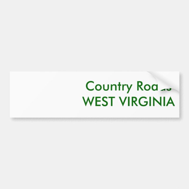 Country Roads Bumper Sticker (Front)