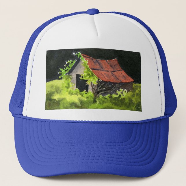 Country Roads old wood shed in weeds Hat (Front)