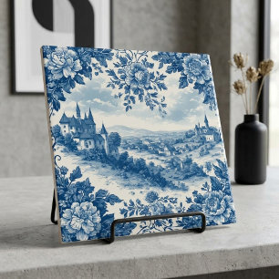 Country Rolling Hills French Scenery Blue Clouds Ceramic Tile