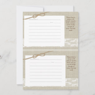 Country Romance Burlap Look Recipe Cards two 3 x 5