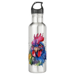 Country Rooster Chicken Watercolor Style 710 Ml Water Bottle