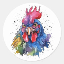 Country Rooster Chicken Watercolor Style