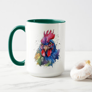 Country Rooster Chicken Watercolor Style Mug