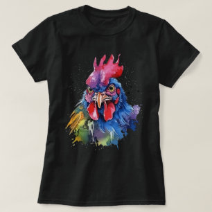 Country Rooster Chicken Watercolor Style T-Shirt
