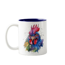 Country Rooster Chicken Watercolor Style