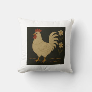 Country Rooster Folk Art Cushion