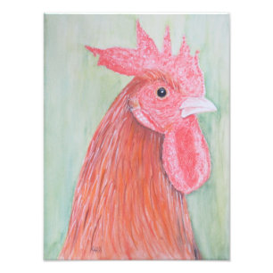 Country Rooster Watercolor Photo Print
