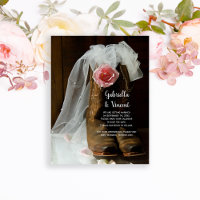 Country Rose Cowboy Boots Wedding Save the Date