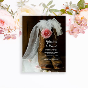 Country Rose Cowboy Boots Wedding Save the Date Magnetic Invitation