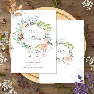 Country Rose Floral Wedding Rehearsal Dinner Invitation