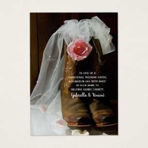 Country Rose Western Wedding Charity Favour Card