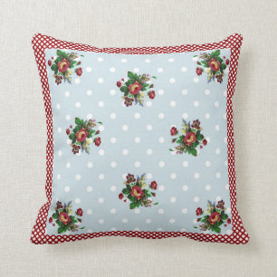 Country Roses Gingham and Dots Pillow