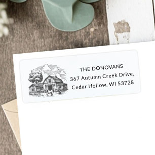 Country Rustic Barn Farmhouse Return Address  Label