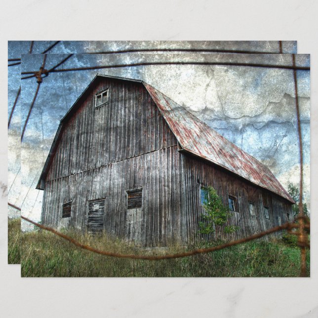 Country Rustic Barn Vintage Texture Decoupage (Front/Back)