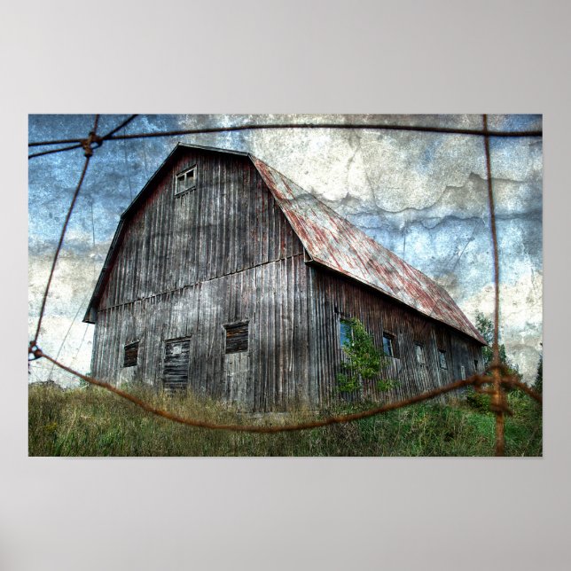 Country Rustic Barn Vintage Texture Design Poster (Front)
