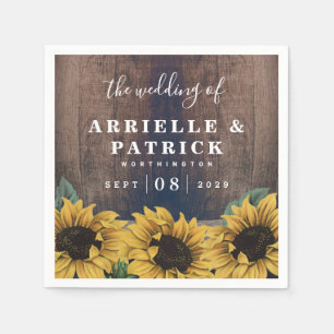 Country Rustic Barrel Vintage Sunflower Wedding Napkin