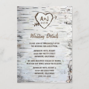 Country Rustic Birch Tree Bark Wedding Enclosure Card