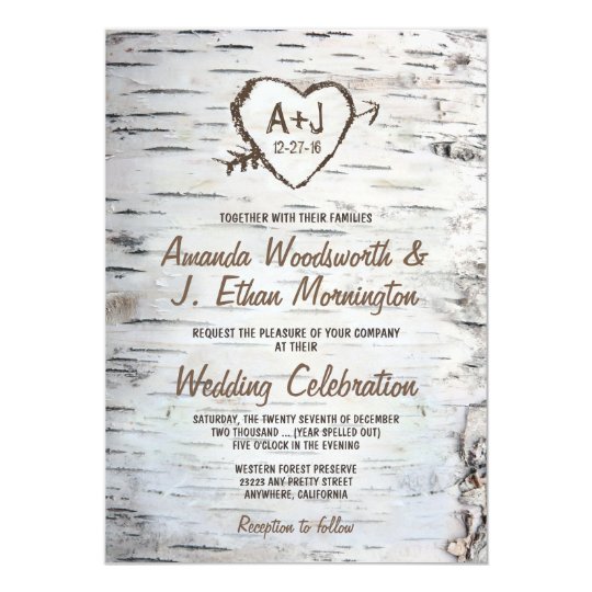 country rustic birch tree bark wedding invitations zazzle com au