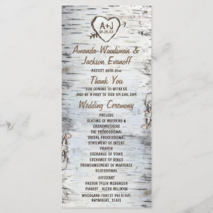 Country Rustic Birch Tree Bark Wedding Programs