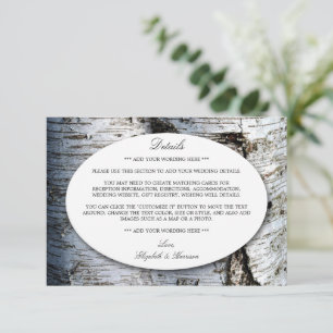 Country Rustic Birch Tree Wedding Detail Enclosure Card